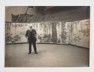 Claude Monet met zijn palet voor zijn werk 