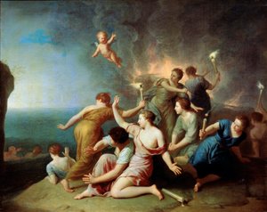 Nimfen verbranden het schip van Telemachus door Henri Antoine de Favannes
