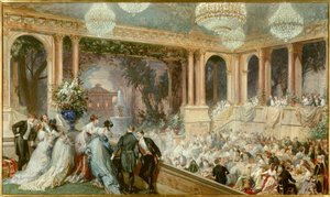 Diner in de Tuilerieën door Napoleon III. Een receptie onder het Tweede Keizerrijk
