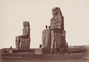 Thebe, kolossen van Memnon (Thebe, kolossen van Memnon),jaren 1870 (foto) door Henri Béchard