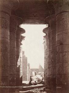Thebe, Tempel van het Ramesseum, Interieur van de Hypostyle Hal door Henri Béchard