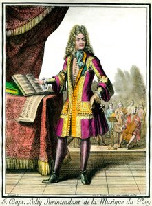 Portret van Jean Baptiste Lully (Giovanni Battista Lulli) (1632-1687) Superintendent van de Muziek van de Koning Gravure door Henri Bonnart (1642-1711) door Henri Bonnart