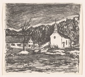 Heuvellandschap met kerk door Henri Braakensiek (signed by artist)