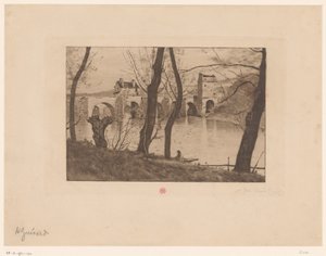 Gezicht op brug te Mantes-la-Jolie