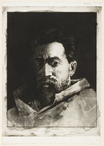 Zelfportret, ca. 1888 door Henri Charles Guérard
