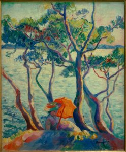 Jeanne met parasol, ruiter