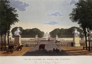 Ingang van de Tuilerietuin uitzicht op de Champs-Elysées, circa 1820 - in “Vues de Paris” door Courvoisier door Henri Courvoisier Voisin