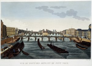 Zicht op de Pont des Arts en de Pont Neuf - door Courvoisier door Henri Courvoisier Voisin