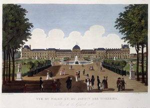 Uitzicht op het paleis en de tuin van de Tuileries - in “Vues de Paris” door Courvoisier door Henri Courvoisier Voisin