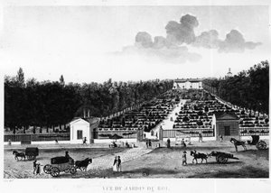 Uitzicht op de tuin van de koning: de Jardin des Plantes in Parijs - gravure door Courvoisier door Henri Courvoisier Voisin