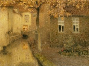 Een kanaal in Brugge bij schemering, ca. 1898