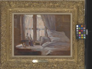 De slaapkamer (La Chambre à Coucher) door Henri Eugene Augustin Le Sidaner