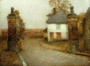 De pilaren, Gerberoy door Henri Eugene Augustin Le Sidaner