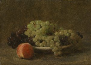 Stilleven met druiven en een perzik door Henri Fantin-Latour