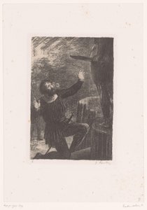 Cellini knielt neer voor zijn bronzen beeld van Perseus door Ignace Henri Jean Fantin Latour