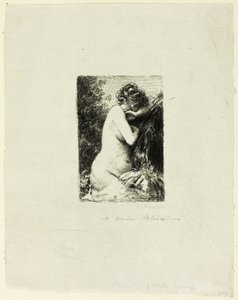 Huilende Vrouw: Studie van een zittende vrouw in rechterprofiel door Ignace Henri Jean Fantin Latour