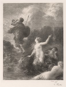 Götterdämmerung: Siegfried en de meisjes door Ignace Henri Jean Fantin Latour