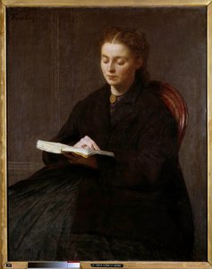 Lezing Schilderij door Henri Fantin-Latour door Ignace Henri Jean Fantin Latour