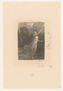 Nimf vlucht weg voor sater door Ignace Henri Jean Fantin Latour