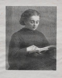 Lezen: Portret van de Zus van de Kunstenaar door Ignace Henri Jean Fantin Latour