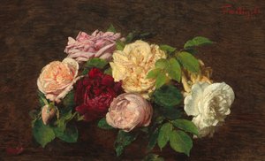 Roses de Nice op een Tafel door Ignace Henri Jean Fantin Latour