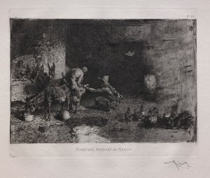 Een muilezel beslaan in Marokko door Ignace Henri Jean Fantin Latour