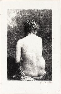 Studie van zittende vrouw, van achteren gezien