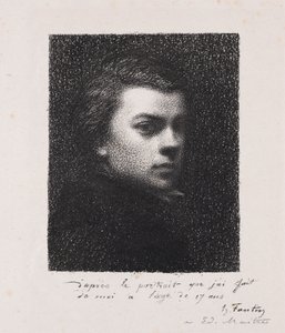 De kunstenaar op 17-jarige leeftijd door Ignace Henri Jean Fantin Latour