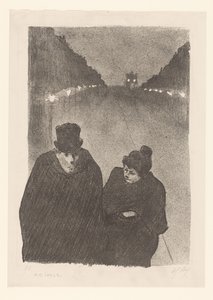 Man en vrouw bij avond op straat door Henri Gabriel Ibels (attributed to)