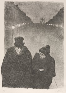 Ah, het is waar, mijn arme oude man, jij zou de eerste zijn aan wie ik zijn bus zou hebben laten missen. "Maar ik zal mijn bus missen" "Mijn klanten hebben hun bus nooit gemist" door Henri Gabriel Ibels