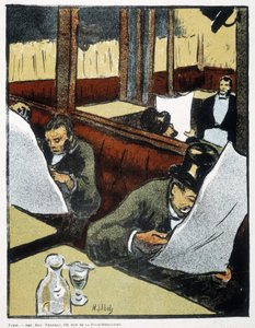 In het café - tekening door Henri Gabriel Ibels
