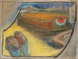 Mannen die een Aak Slepen [Studie voor Boubourouche] door Henri Gabriel Ibels