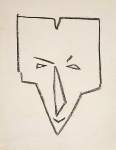 Etnisch maskerhoofd door Henri Gaudier Brzeska