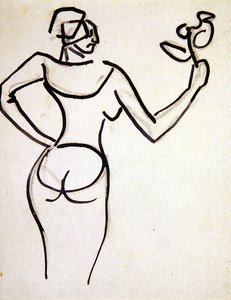 Dame met een bos bloemen door Henri Gaudier Brzeska