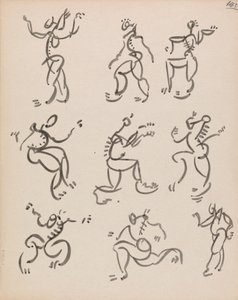 Negen dansende figuren, in drie registers door Henri Gaudier Brzeska