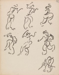 Zeven dansende figuren, in drie registers door Henri Gaudier Brzeska