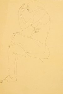 Sophie naakt, zittend, benen gekruist door Henri Gaudier Brzeska