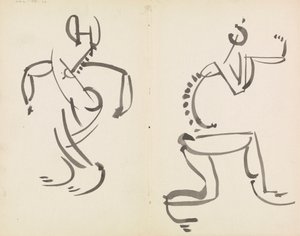 Twee figuurstudies door Henri Gaudier Brzeska