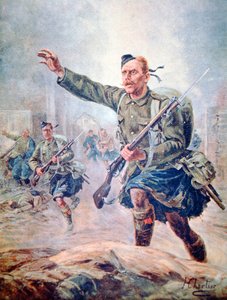 Schotse Hooglander in kilt in gevecht aan het Westfront
