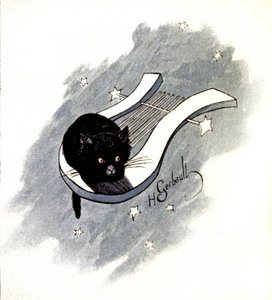 Le Chat Noir, Parijse cabaret, c.1900 (illustratie) door Henri Gerbault