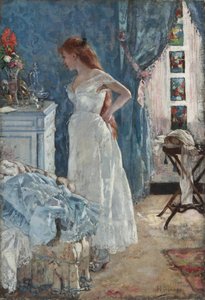 "La toilette" Jong meisje in negligé