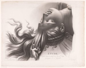 Hoofd van een jonge vrouw die aan het haar wordt getrokken Étude dessinée d