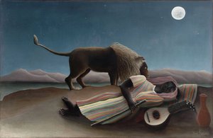 "De slapende zigeunerin" Schilderij van Henry Rousseau genaamd de Douanier Rousseau (1844-1910) 1897 Dim. 129,5x200,7 cm New York, Museum of Modern Art