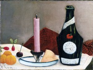 Nature morte a la bougie rose (Stilleven - de roze kaars) Schilderij van Henri Rousseau genaamd de Douanier (1844-1910) 1909 The Phillips Collection, Washington, D.C. door Henri J.F. Rousseau