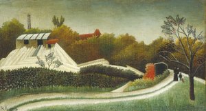 Zaagmolen, Buitenwijken van Parijs, ca. 1893-95 door Henri J.F. (1844 1910) Rousseau