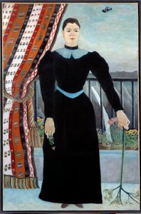 Portret van een vrouw bij een raam Schilderij door Henri Rousseau, genaamd Le Douanier Rousseau door Henri J.F. Rousseau