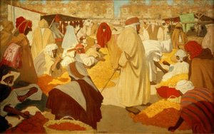 H. Evenepoel, sinaasappelmarkt in Blidah door Henri Jacques Edouard Evenepoel