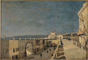 Een kade in Nice, Les Ponchettes door Henri Joseph Harpignies