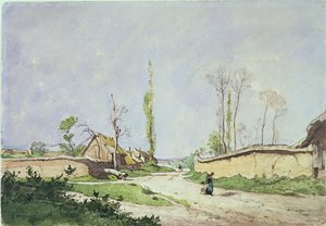 Een dorpsweg, Oiseme, 1888 door Henri Joseph Harpignies