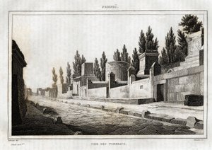 De weg van de graven, in Pompeii, gravure door Labrouste, in 
